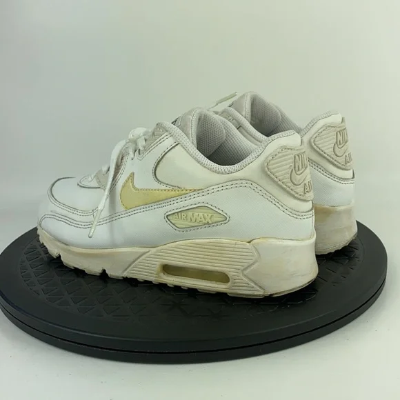 Nike Air Max 90 White Leather Athletic Running Shoes 724822-100 Youth Size 3Y - Picture 7 of 11